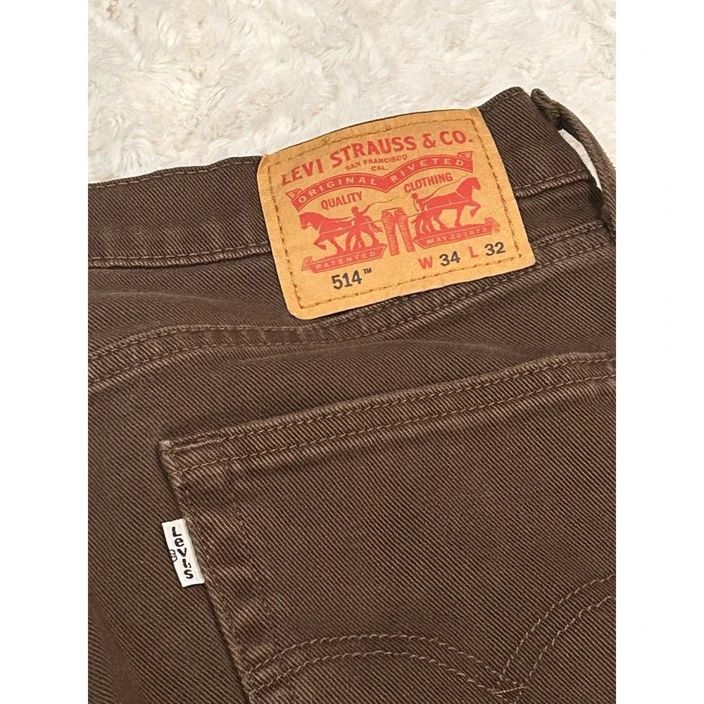 Levis Men's 514‎ Straight Fit Jeans Stretch Brown 34x32